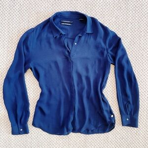 Scotch & Soda Maison Top Size Small Navy Blue Button Up Long Sleeve Vagabonde